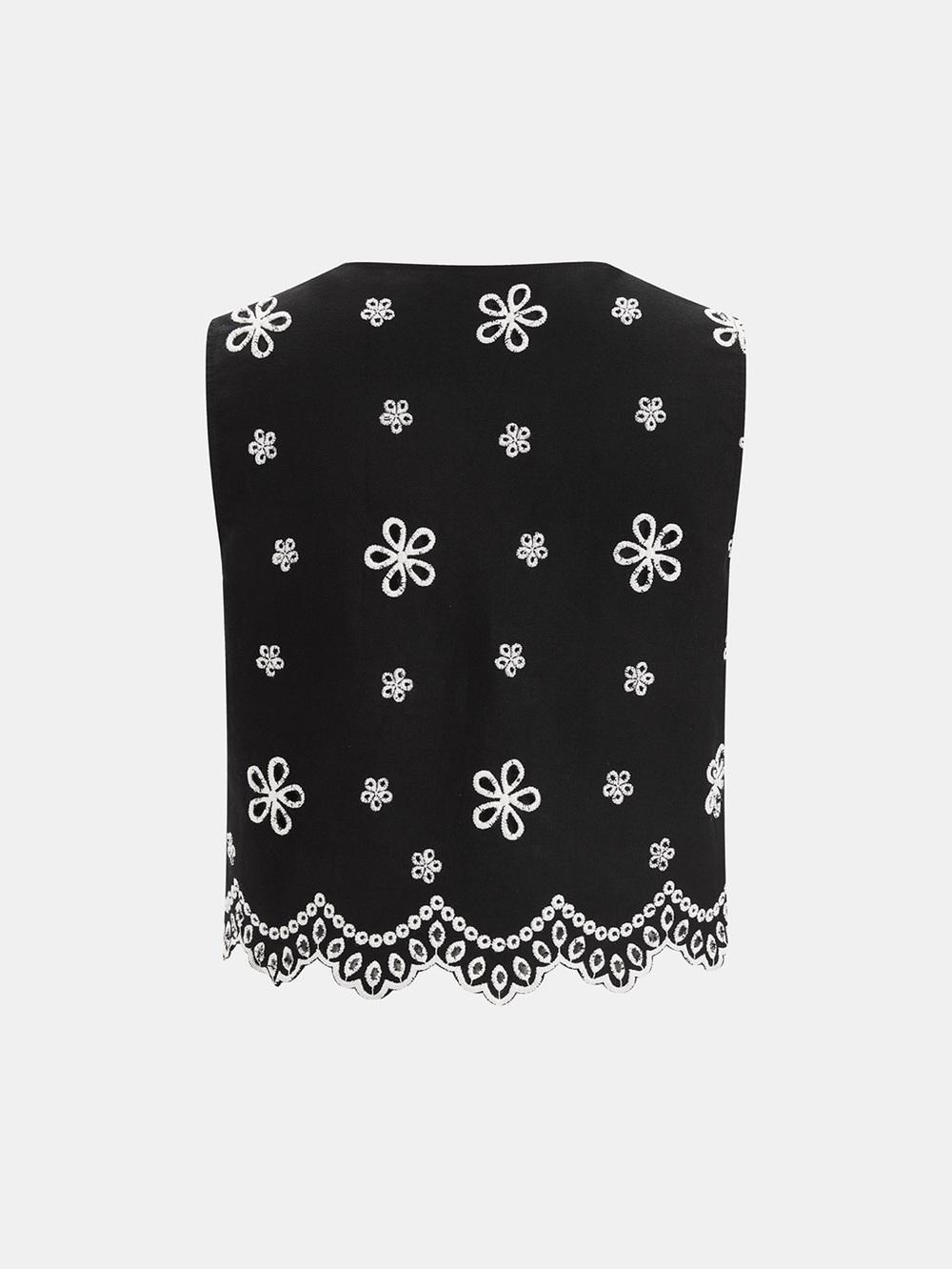 Commense - Embroidered Floral Cotton Top & Pants Set - Picture 6 of 11